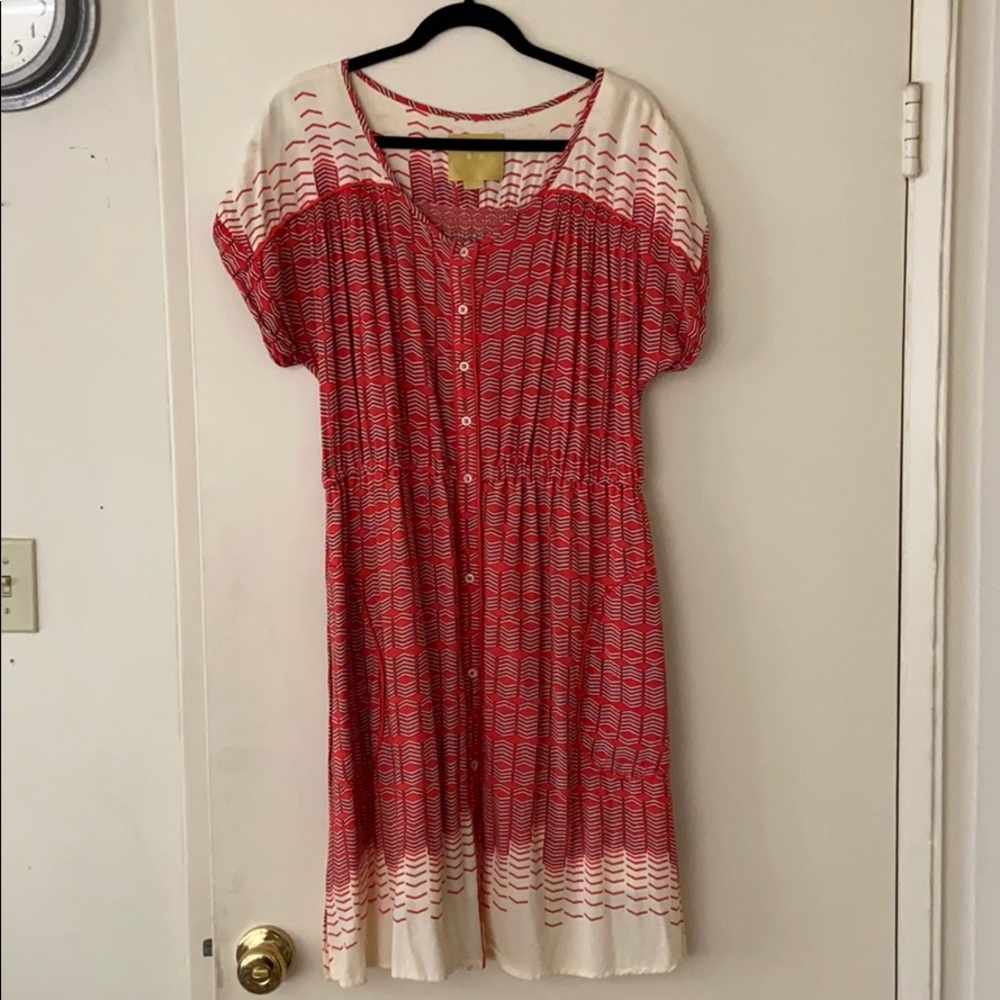 Red orange summer dress from Anthropologie